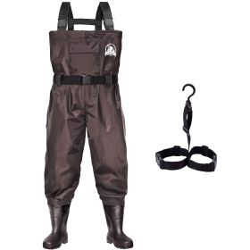 UPGRADE Fishing Waders for Men&Women with Boots Waterproof;  Nylon Chest Wader with PVC Boots & Hanger Brown
