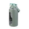 34Oz Glass Water Bottle Sports Water Bottle Motivational Water Bottle Water Intake Tracker Bottle with Straw Time Marker Silicone Sleeve Handle for Gy